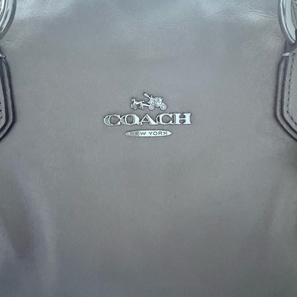 Coach Christie Carryall Gray Smooth Leather Satchel Crossbody Silver Hardware - Picture 6 of 13